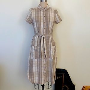 SALE 🦋 Reformation Neutral Plaid Shirt Midi Dress Sz XS